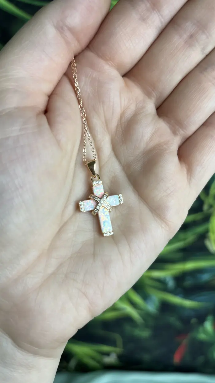 ✨💖 Trage dein Licht – Opal-Kreuz Halskette in Roségold für deine Herzensenergie 🌈🕊️ 2 Nursesoulangel