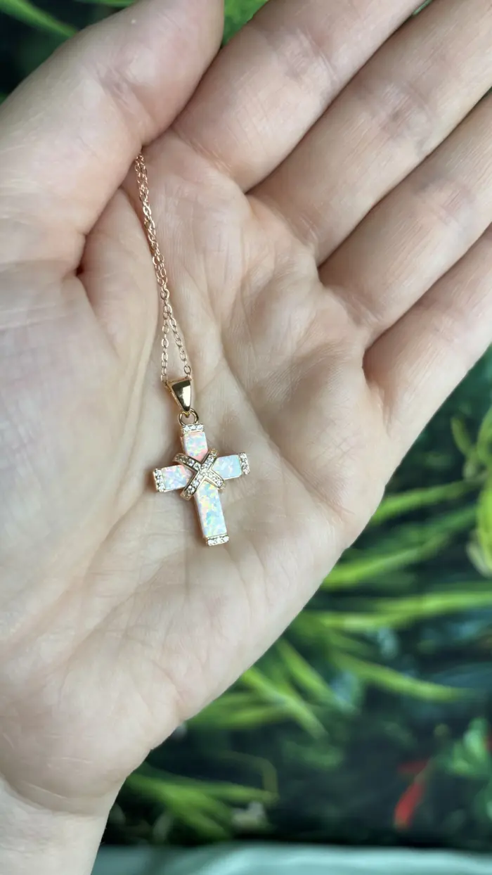 ✨💖 Trage dein Licht – Opal-Kreuz Halskette in Roségold für deine Herzensenergie 🌈🕊️ 3 Nursesoulangel