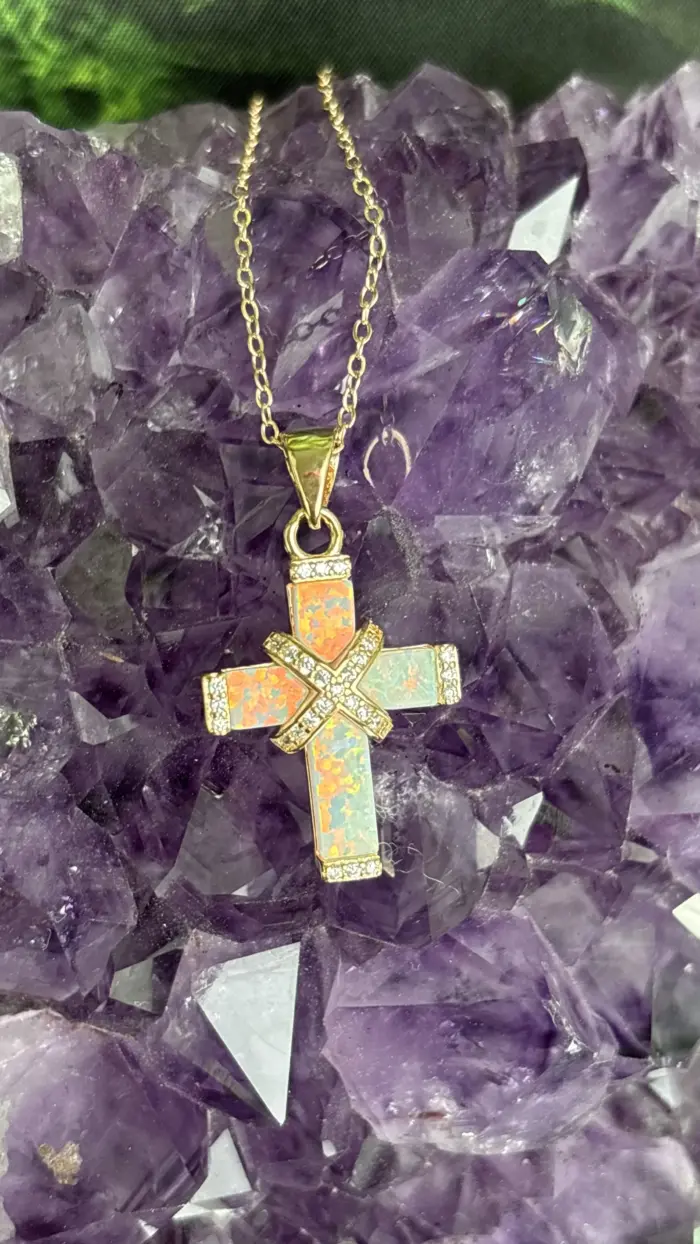 ✨💖 Trage dein Licht – Opal-Kreuz Halskette in Roségold für deine Herzensenergie 🌈🕊️ 6 Nursesoulangel