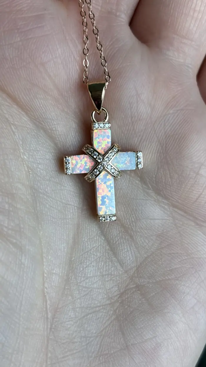 ✨💖 Trage dein Licht – Opal-Kreuz Halskette in Roségold für deine Herzensenergie 🌈🕊️ 1 Nursesoulangel