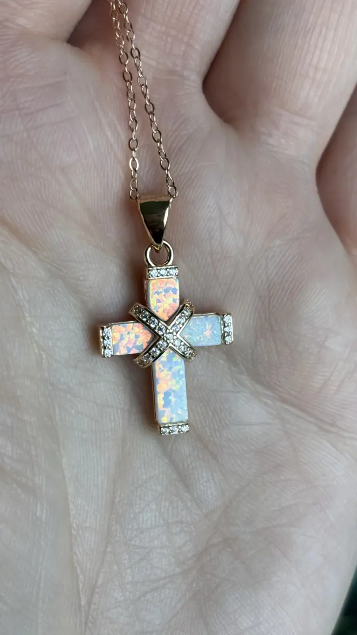 ✨💖 Trage dein Licht – Opal-Kreuz Halskette in Roségold für deine Herzensenergie 🌈🕊️ 8 Nursesoulangel