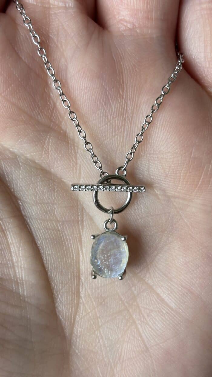 🌕 Regenbogen Mondstein-Kette aus 925er Sterlingsilber – Magie der Weiblichkeit in zarter Form 7 Nursesoulangel