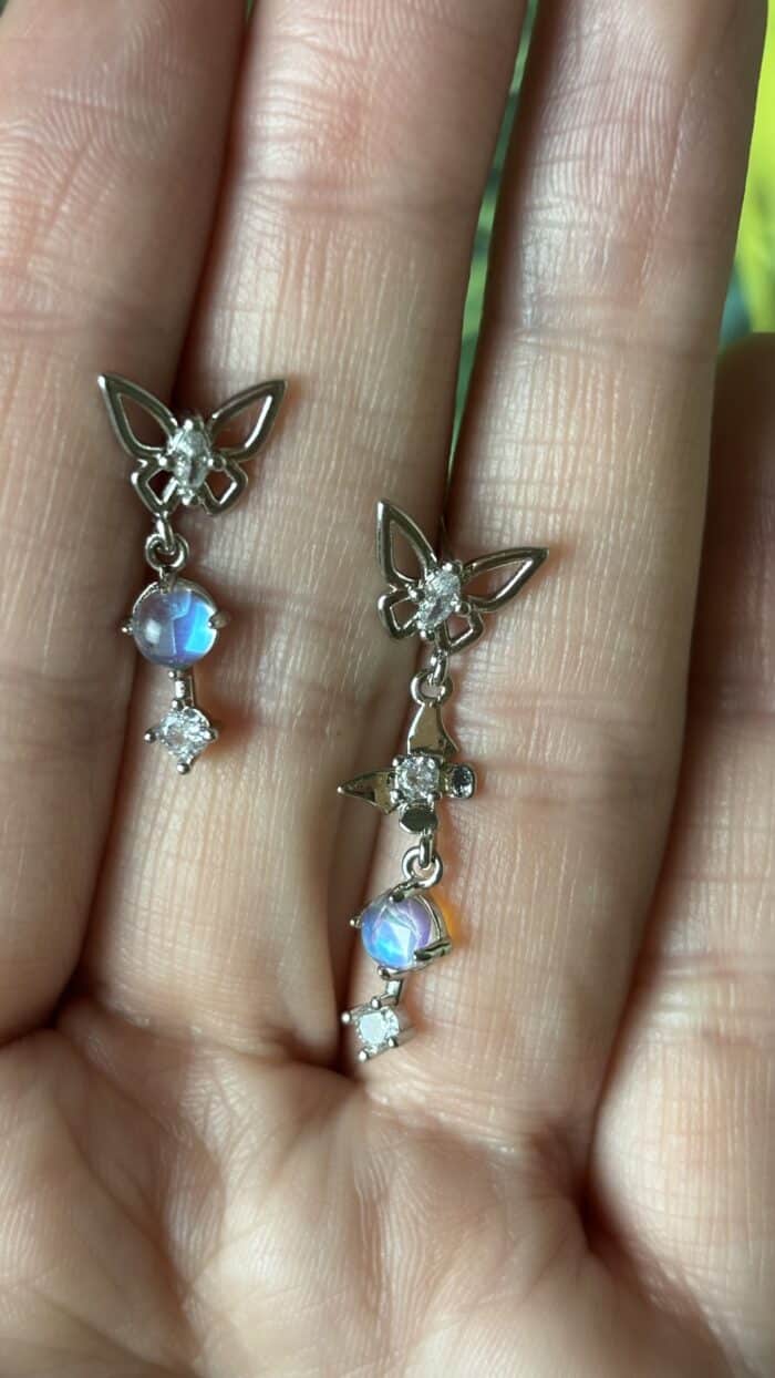 🦋 Asymmetrische Schmetterlings-Ohrringe – 925er Sterlingsilber | Kubik-Zirkonia | Leichtigkeit trifft Wandel 3 Nursesoulangel