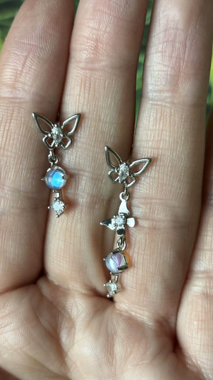 🦋 Asymmetrische Schmetterlings-Ohrringe – 925er Sterlingsilber | Kubik-Zirkonia | Leichtigkeit trifft Wandel 7 Nursesoulangel