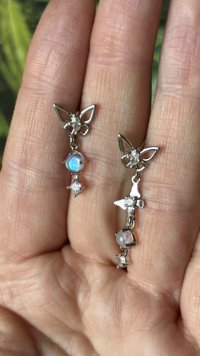 🦋 Asymmetrische Schmetterlings-Ohrringe – 925er Sterlingsilber | Kubik-Zirkonia | Leichtigkeit trifft Wandel 5 Nursesoulangel