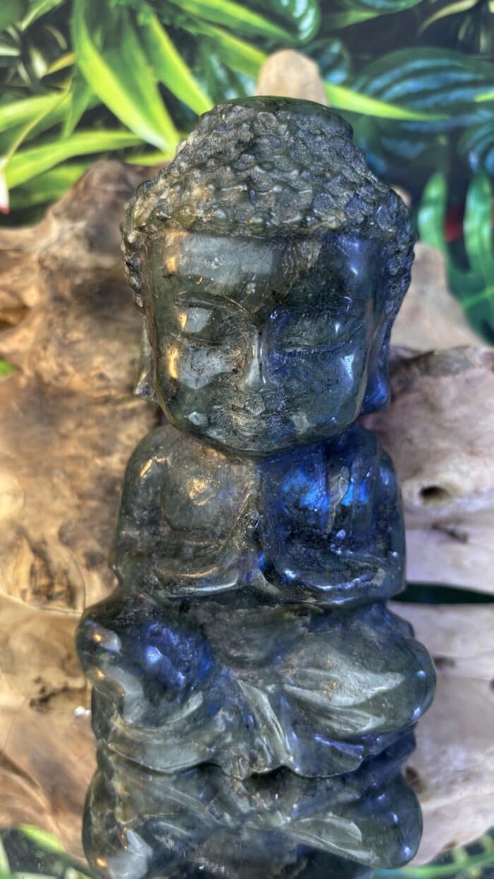 🌠 Magischer XL Labradorit-Buddha (AA+ Qualität) – Unikat | 1208,3 g | Höhe 15 cm – Bild 1