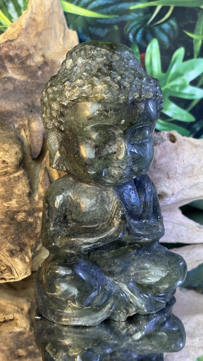 🌠 Magischer XL Labradorit-Buddha (AA+ Qualität) – Unikat | 1208,3 g | Höhe 15 cm – Bild 2