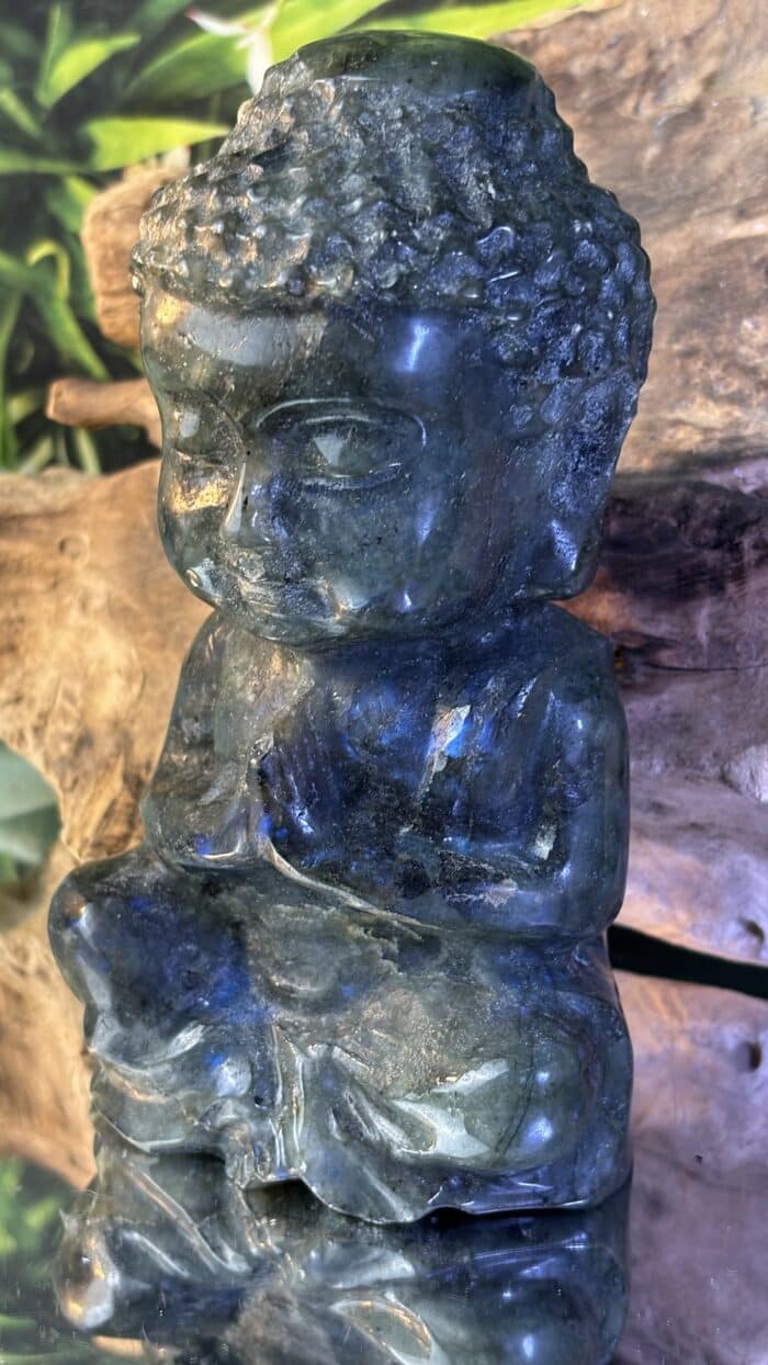 🌠 Magischer XL Labradorit-Buddha (AA+ Qualität) – Unikat | 1208,3 g | Höhe 15 cm – Bild 3
