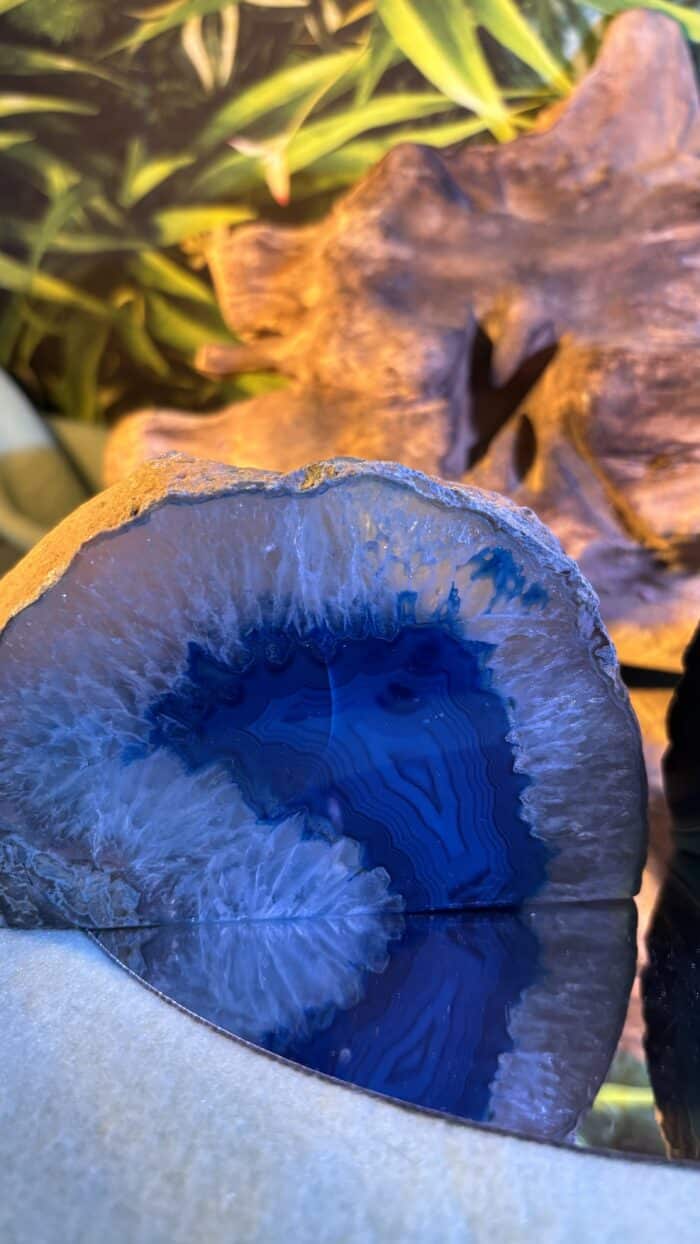 🔵 Magischer blauer Achat-Teelichthalter (gefärbt) – Bild 5