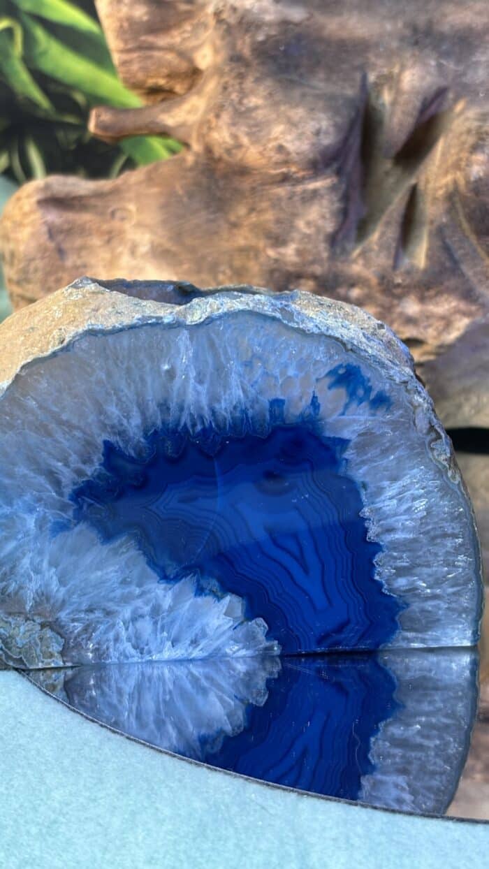 🔵 Magischer blauer Achat-Teelichthalter (gefärbt) – Bild 1