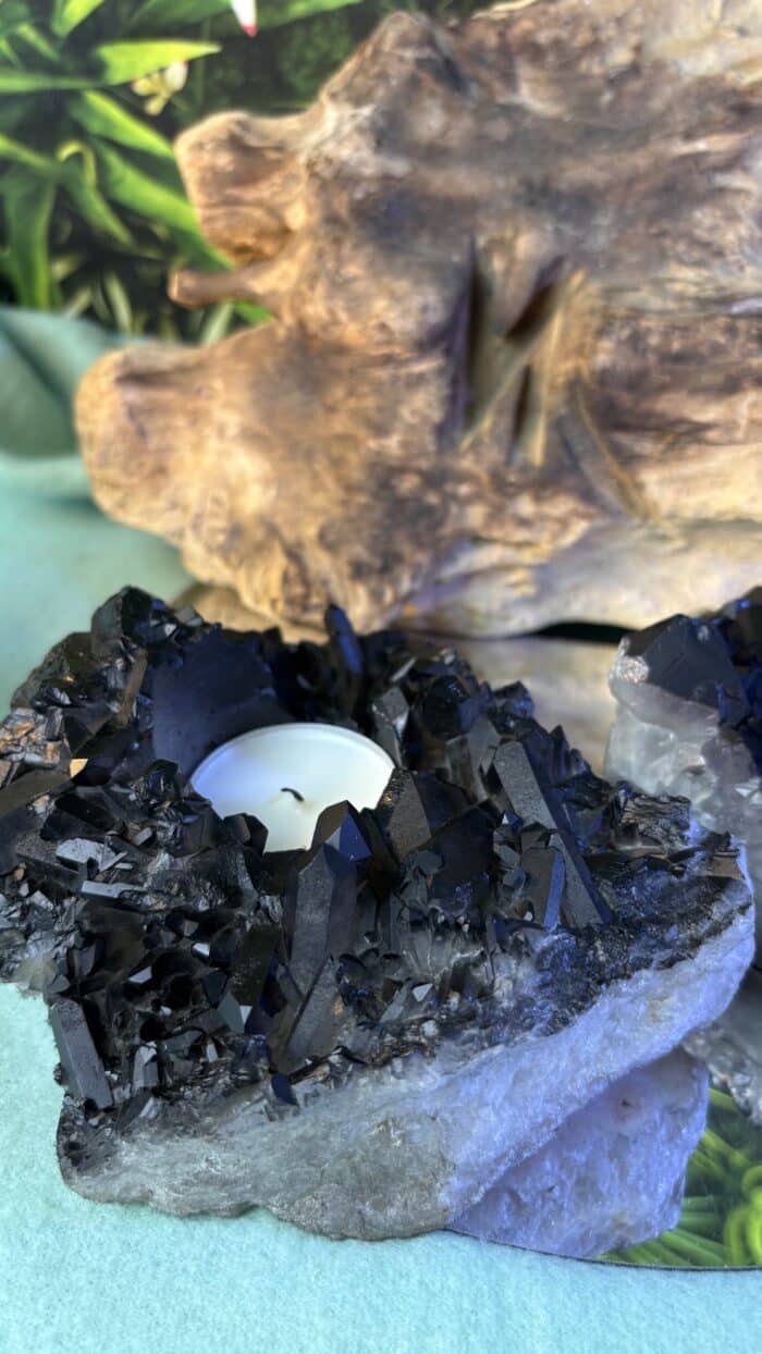 🕯️ Magischer Amethyst Teelichthalter – schwarz beschichtet – Bild 5