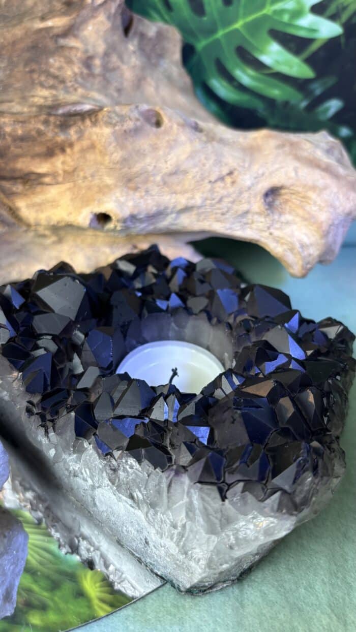 🕯️ Magischer Amethyst Teelichthalter – schwarz beschichtet – Bild 4