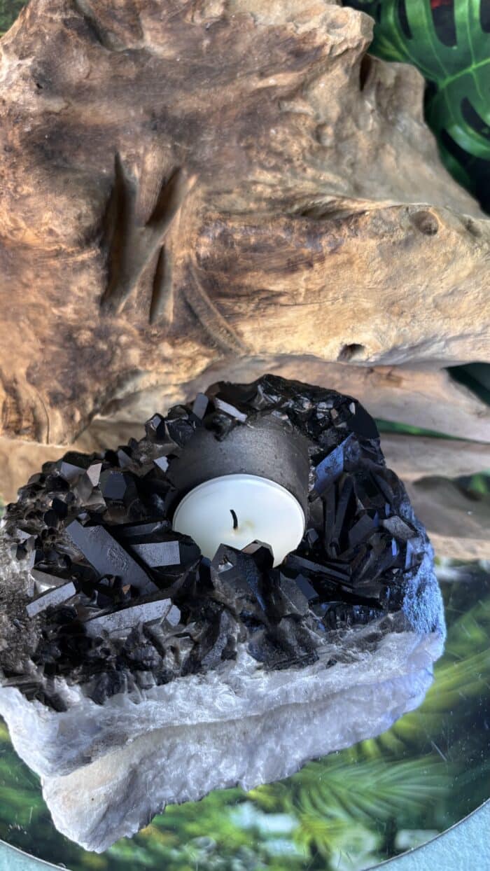 🕯️ Magischer Amethyst Teelichthalter – schwarz beschichtet – Bild 3