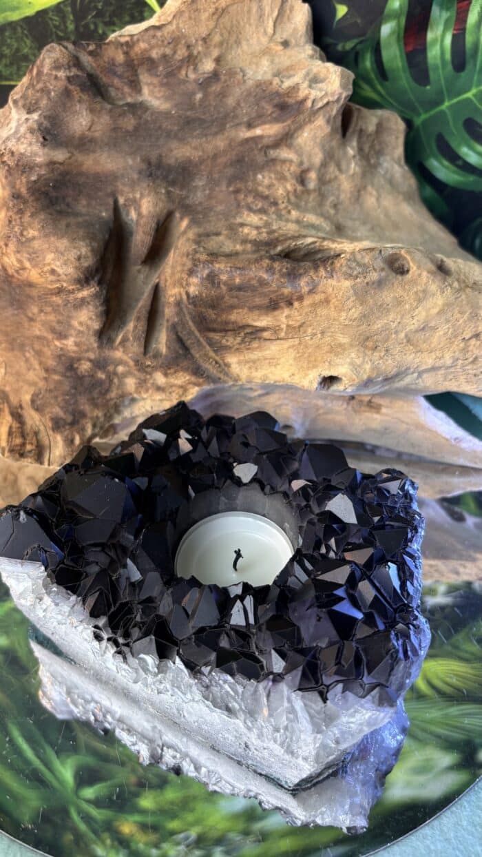 🕯️ Magischer Amethyst Teelichthalter – schwarz beschichtet – Bild 8