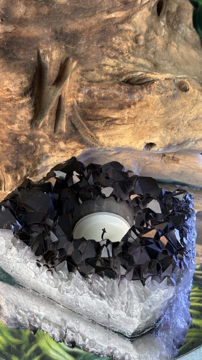 🕯️ Magischer Amethyst Teelichthalter – schwarz beschichtet – Bild 9