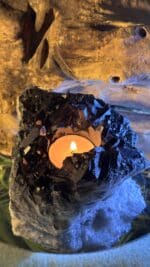 🕯️ Magischer Amethyst Teelichthalter – schwarz beschichtet