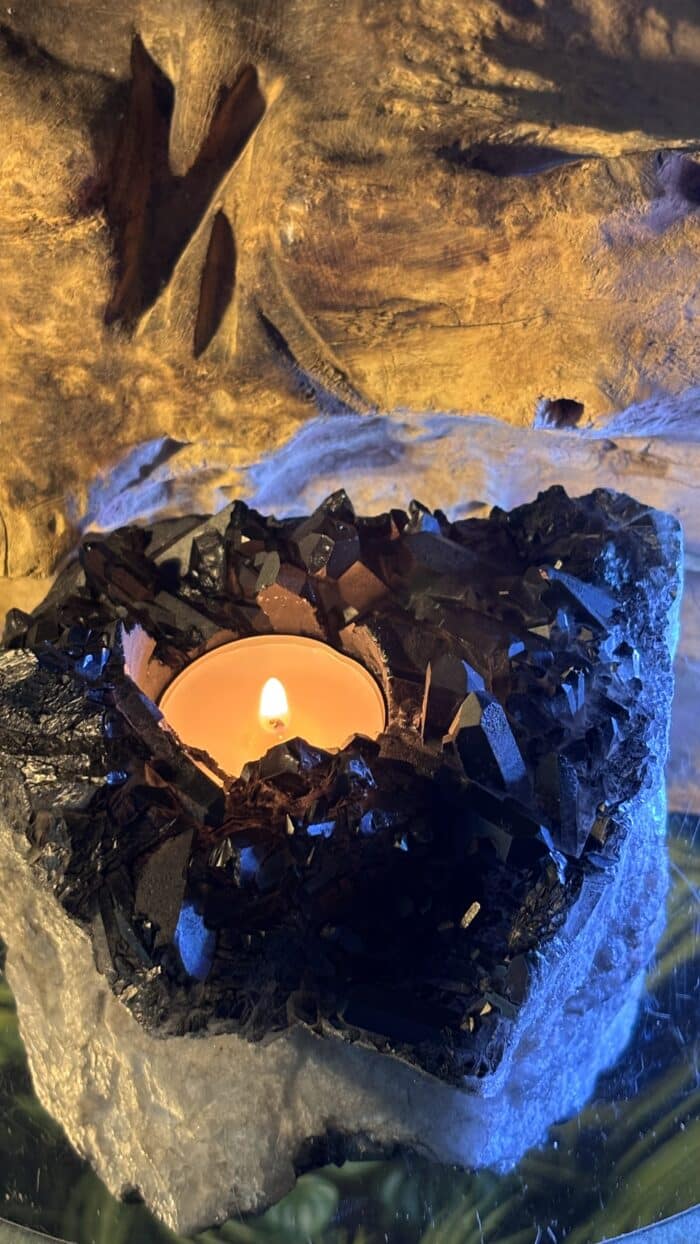 🕯️ Magischer Amethyst Teelichthalter – schwarz beschichtet – Bild 6