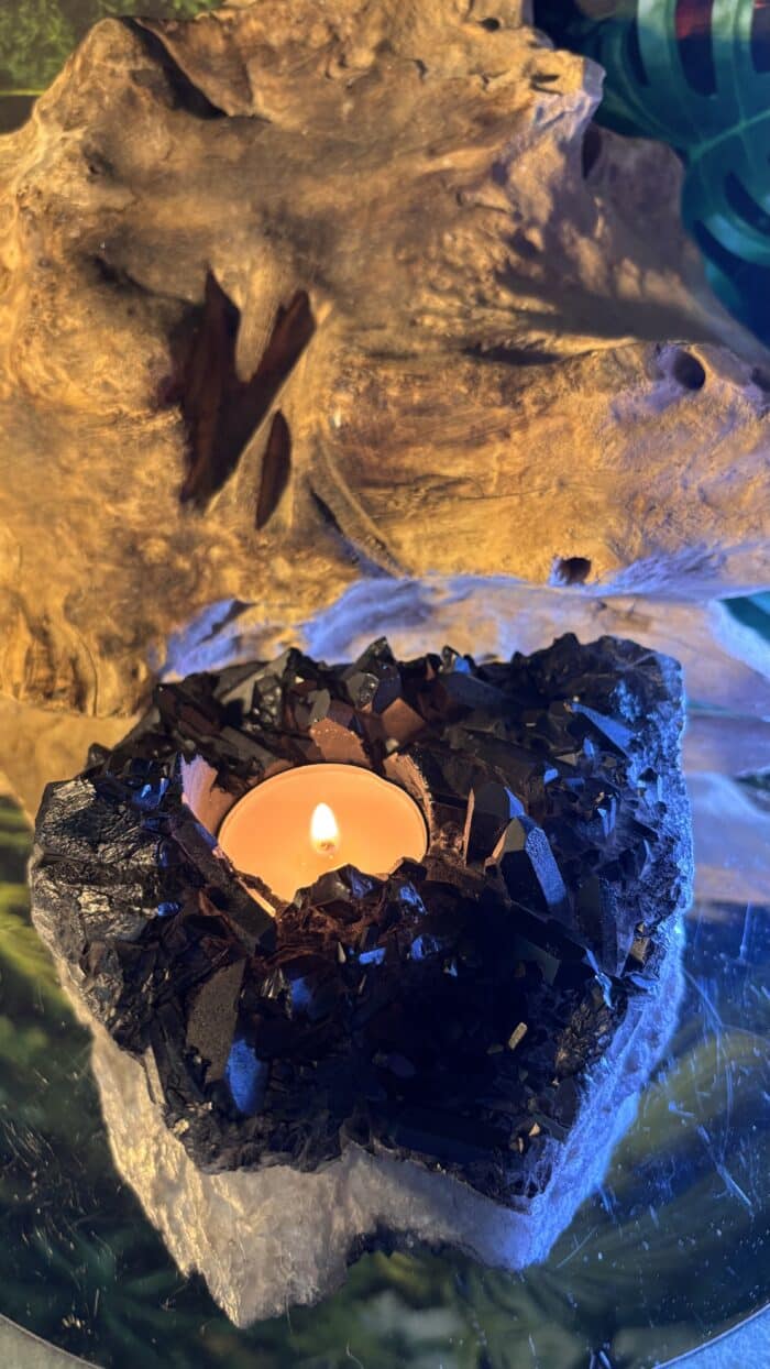 🕯️ Magischer Amethyst Teelichthalter – schwarz beschichtet – Bild 7