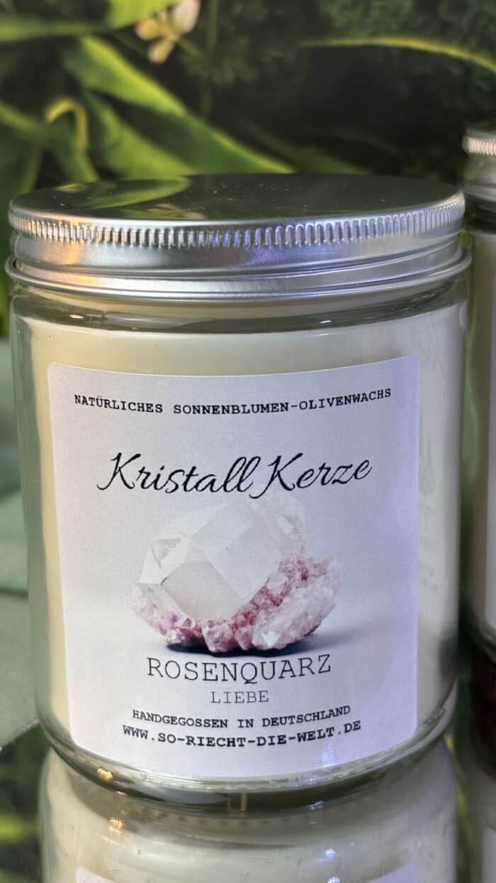 🕯️ So riecht die Welt – Kristall Duftkerze mit Rosenquarzherz – Bild 2