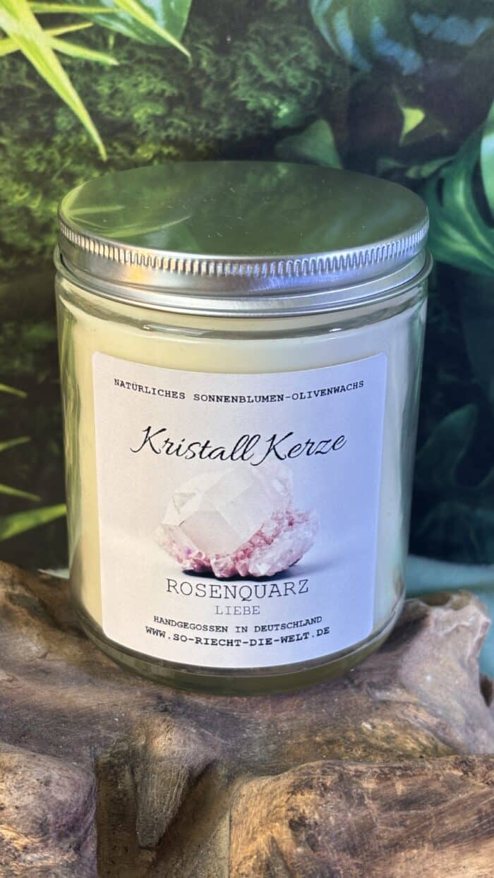 🕯️ So riecht die Welt – Kristall Duftkerze mit Rosenquarzherz – Bild 1