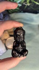 Silberglanz Obsidian Buddha – betend, handverlesen, 4,2 cm, 75,9 g – Bild 5