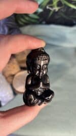 Silberglanz Obsidian Buddha – betend, handverlesen, 4,2 cm, 75,9 g – Bild 6