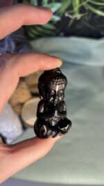 Silberglanz Obsidian Buddha – betend, handverlesen, 4,2 cm, 75,9 g – Bild 7