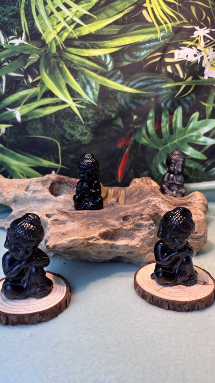 Silberglanz Obsidian Buddha – betend, handverlesen, 4,2 cm, 75,9 g – Bild 2