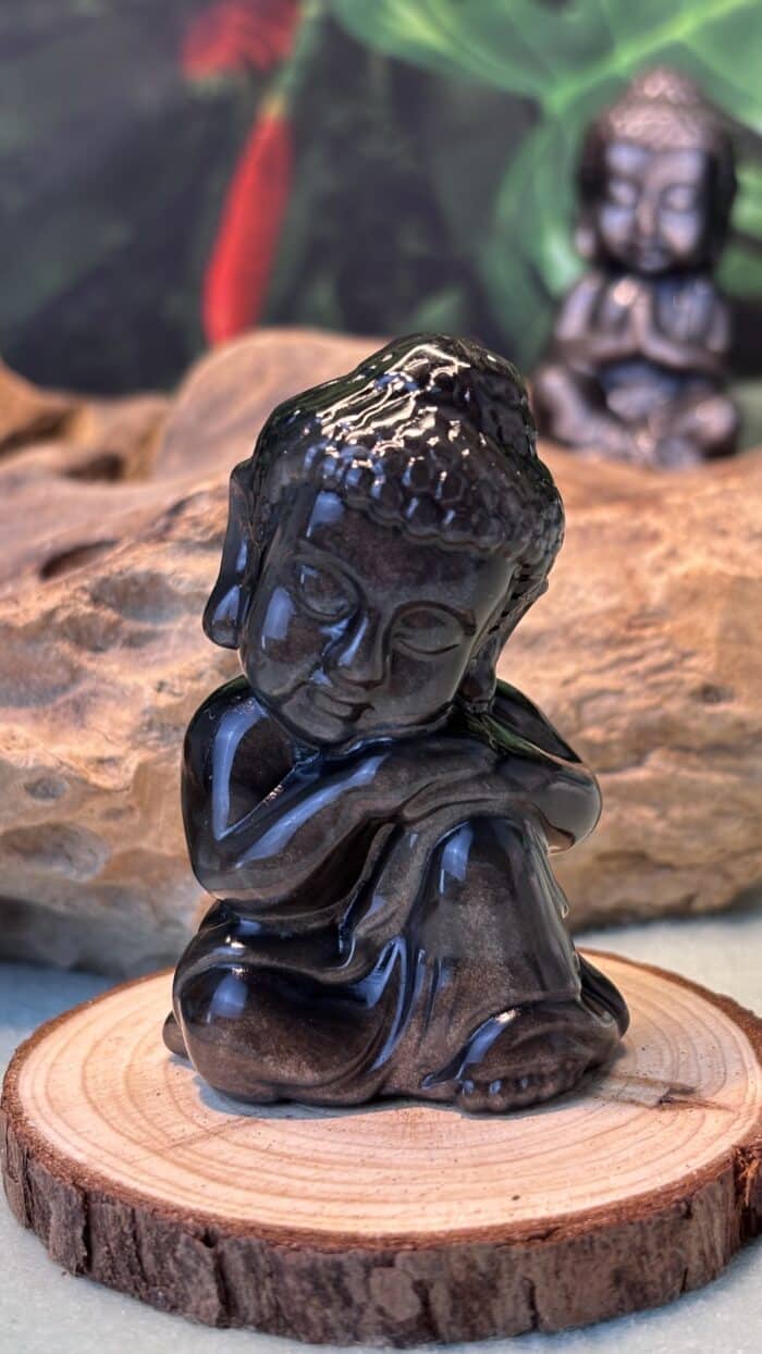 Silberglanz Obsidian Buddha – handverlesen, 4,2 cm, 75,9 g – Bild 5