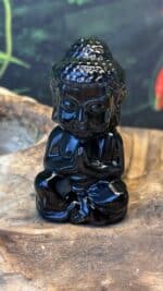 Silberglanz Obsidian Buddha – betend, handverlesen, 4,2 cm, 75,9 g – Bild 3