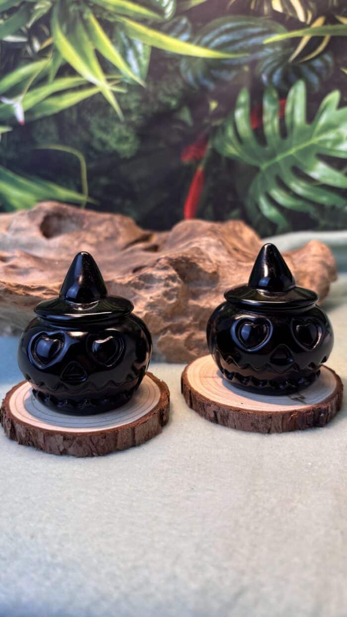 🎃✨Schwarzer Obsidian Halloween Kürbis – handverlesen, 142,6 g, 5 cm – Bild 3