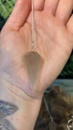 🤎 Magisches Rauchquarz Pendel mit Rauchquarz-Perle & versilberter Kette – Bild 3