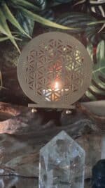 🌟 Teelichthalter mit vergoldeter Blume des Lebens | Handverlesen | 10 × 11 cm | 100 g | Herkunft: Indien – Bild 4