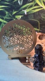 🌟 Teelichthalter mit vergoldeter Blume des Lebens | Handverlesen | 10 × 11 cm | 100 g | Herkunft: Indien – Bild 6