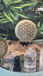 🌟 Teelichthalter mit vergoldeter Blume des Lebens | Handverlesen | 10 × 11 cm | 100 g | Herkunft: Indien – Bild 3