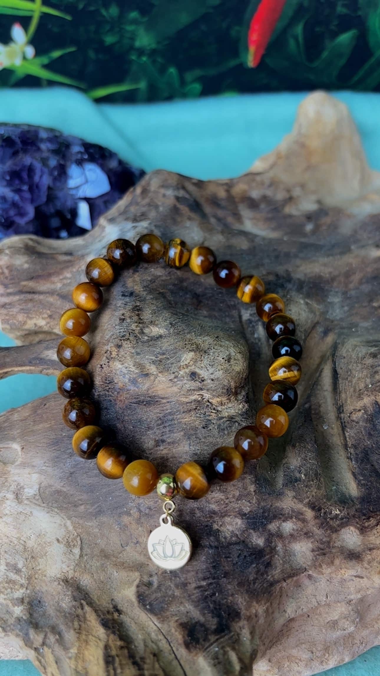 Tigerauge Armband ✨ Schutzarmband Tigerauge & Lotus – Seelenkreation von Nurse Soul Angel ✨ – Bild 1