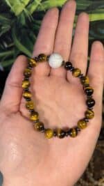 Tigerauge Armband mit Hämatin & gravierter Jadekugel – Mut, Schutz & innere Stärke 🐅✨ – Bild 2