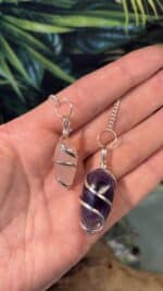 Amethyst Spiral-Pendel mit Bergkristall-Perle – handverlesen aus Idar-Oberstein 💜✨ – Bild 3